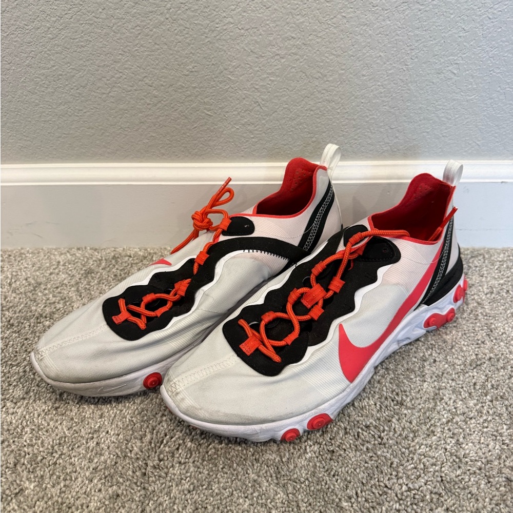 Nike React Element 55 in the "Platinum Tint & Track Red"